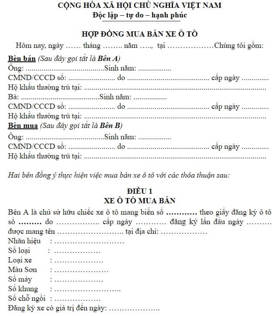 Công chứng hợp đồng mua bán ô tô