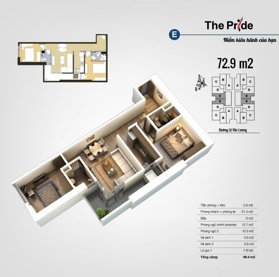 Chung cư The Pride Tố Hữu Nam Cường căn hộ siêu đẹp - 73m2 - 2n 2vs - đầy đủ nội thất