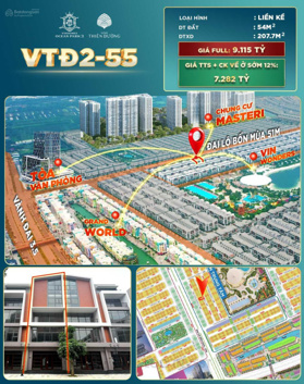 Bán liền kề Vịnh Thiên Đường, có mái giá 7.2 tỷ, vị trí ngay biển hồ Vinhome Ocean Park 3