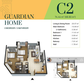 Hàng hiếm căn 2PN2VS góc 68m2 tầng 5&6 giá 1.9xtỷ thanh toán 38th, đóng 30% nhận nhà. HTLS 60% 24th