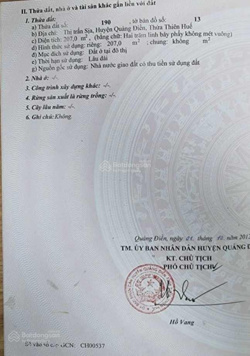 Đất khu quy hoạch bên hông chợ Sịa mới, đối lưng Nguyễn Vịnh