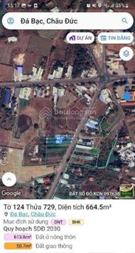 Cần bán đất mặt tiền đường gần vòng xoay Đá Bạc - Châu Đức - Diện tích 10x67m