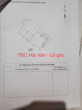 Sang nhượng lô góc giá rẻ ngay khu QH Hải Vân - có sổ hồng riêng - bán cắt lỗ 300tr để thu hồi vốn