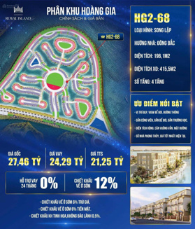 Vinhomes Vũ Yên Hải Phòng bán cặp biệt thự song lập VIP Hoàng Gia 2: HG2-66, HG2-68 view bể bơi