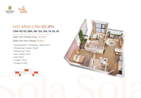 Mở bán Sola Park G5-G6 - 1PN-2PN-3PN DT:59m2 Giá 3.3tỷ Vay 0Đ 30T 2 Toà Cuối Cùng Vinhomes Smart