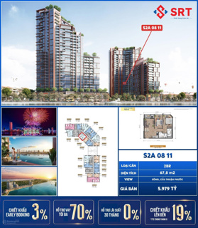 Căn 2PN view Sông Hàn, vịnh Đà Nẵng - toà S2 có ưu đãi CK thêm 3% - giá tốt LH 0901 156 678