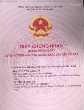 Tin chấn động! Hơn 1 triệu 1m2 đất thổ cư Cô Tô tỉnh Quảng Ninh, kinh doanh dòng tiền. 0793 059 989