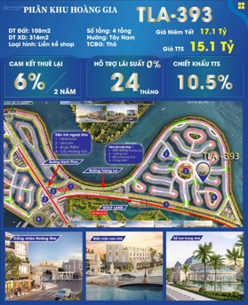 Cần bán căn Shophouse TLA-393 cổng PK. Hoàng Gia Vinhomes Royal Island giá siêu tốt