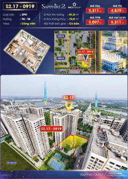 Quỹ căn toà S2 - 10, S2 - 17 Ocean Park view Vin Uni chỉ từ 45tr/m2