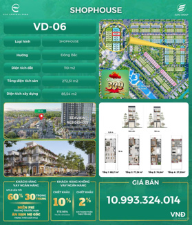 Hàng cực hiếm - Duy nhất 1 căn Shophouse Vịnh Đảo dành cho 1% giới tinh hoa thành Vinh - Ecopark