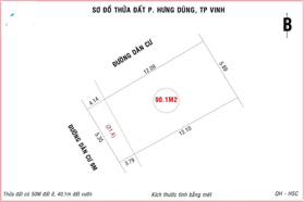 Chính chủ bán đất 90.1m2 MT5.35m, đường 10m hiện trạng. Giá 2,52 tỷ VND, P Hưng Dũng, Lh0981 133 323