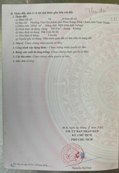 Bán đất đối diện cổng sau bệnh viện Ninh Thuận, diện tích 100m2, sổ hồng chính chủ