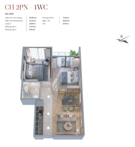 Quỹ căn hiếm nhất dự án. Sở hữu căn 2PN 1VS chỉ với Vốn ban đầu 320tr