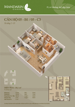 Chính chủ cho thuê căn hộ 2PN (124,2m2) chung cư Mandarin Garden, Hoàng Minh Giám, Cầu Giấy, Hà Nội