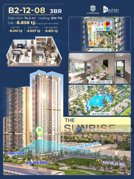 Bán gấp căn hộ 3PN, 2WC, 74.2m2 giá tốt tại Masteri Grand Avenue, Đông Anh, Hà Nội