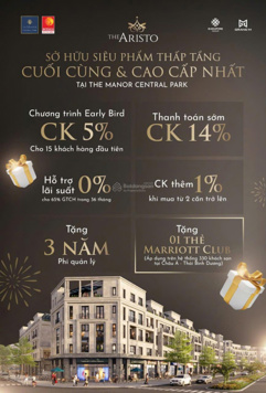 The Manor Center Park block 19 vip nhất The Aristo, còn 1 suất ck 19%, hỗ trợ vay 0% 3 năm