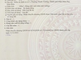 Bán đất tại Phường Thanh Trường, Điện Biên Phủ, Điện Biên, 1,85 tỷ, 100m2, giá tốt