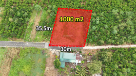 Đất sào Lộc Đức, cách chợ mới 400m. Đường nhựa. DT 1000m2 có 200m2 thổ. (30,6m x 35,5m) bán lỗ