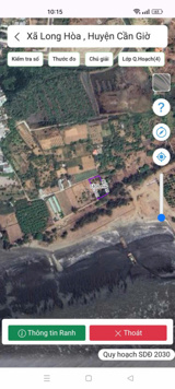 Bán 1406m2 đất có 1000m2 thổ cư, view biển Cần Giờ, 2 mặt tiền đường, xã Long Hòa