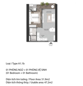 Bán căn 1 PN tháp A6 view trung tâm thành phố dự án Eaton Park