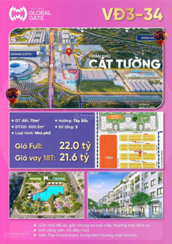 Tặng 25 chỉ vàng, 50 triệu gói học viên ngựa khi mua VĐ3 - 34 DT 75m2 - giá cực tốt - gần chung cư