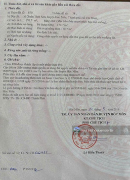 Đất thổ cư 10 x 18m mặt Tiền đường Xuân Thới Sơn 6 Hóc Môn, gần Ngã Ba Giồng