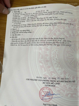 Cần bán đất thổ cư tổ 11 thị trấn Quang Minh, Mê Linh, Hà Nội