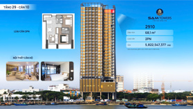 Bán căn góc view sông Hàn tầng cao tại Sam Towers Đà Nẵng. - Diện tích : 68m2 - chỉ 5,x tỷ