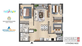 Căn góc 3 phòng ngủ mặt quảng trường biển, mã căn P1.3A - 06 giá thương lượng