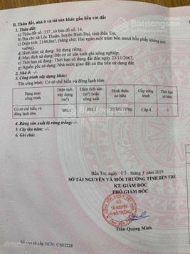 Chính chủ bán đất mặt tiền quốc lộ 57B xã lộc Thuận, huyện Bình Đại, dt 4.344m2 sẵn sổ giao dịch