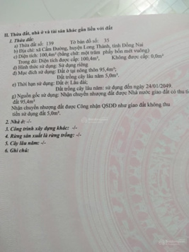 Chính chủ bán đất nền ven sân bay Long Thành ,giá cực rẻ, diện tích 100m2 ở Long Thành, Đồng Nai.