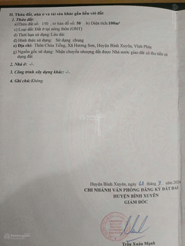 Hàng hiếm tại đường 302, 3,5 tỷ, 100m2, 2PN, 1WC, Q. Bình Xuyên, Vĩnh Phúc
