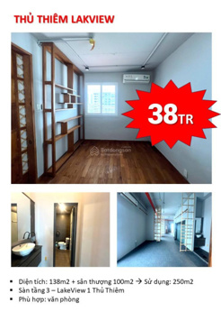 Văn phòng sàn cho thuê Thủ Thiêm LakeView 1, 139m2/38tr net, NTCB: Máy lạnh, đèn, vệ sinh đầy đủ