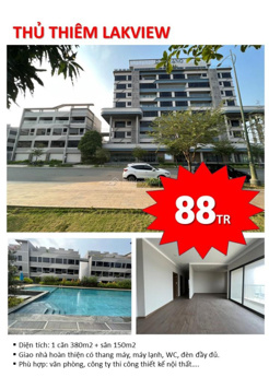 Cho thuê văn phòng duplex - Thủ Thiêm LakeView, 308m2 chỉ 88tr/th