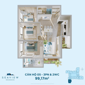 Chỉ từ 1 tỷ tỷ sở hữu ngay căn 3PN tiêu chuẩn 5 Sao toà Seaview Residences - Eco Central Park