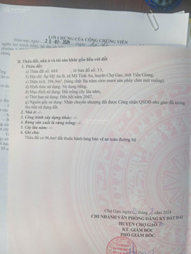 Cần bán gấp giá rẻ lô đất đường nhựa Mỹ An B, xã Mỹ Tịnh An, Chợ Gạo, Tiền Giang