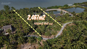 2.467m2 mặt tiền sông Mêkongcó 100m thổ cư ven TPHCM cách chỉ 70km sẵn thổ cư giá 1tỷ550