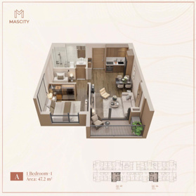 Bán Căn hộ 1PN tầng đẹp toà Masscity giá đẹp chỉ 1,x tỷ