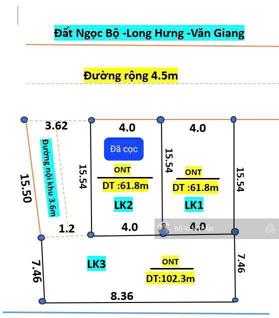 Bán đất gần đại lộ Đông Tây Long Hưng Văn Giang, Hưng Yên, 2,2 tỷ, 102,3 m2 uy tín hot!