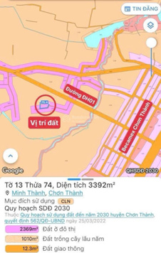 Đất sào phủ hồng phường Minh Thành sát KCN Becamex