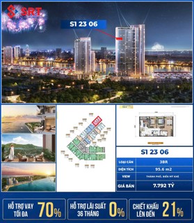 ✅✅Căn hộ 3PN view sông- Pháo hoa DIFF và View Bán đảo Sơn Trà tầng cao- S12306 