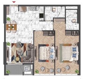 Căn 70.1m2 (2PN) giá 6.143 tỷ view sông Hàn, công viên - Sun Symphony