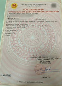 Chính chủ bán gấp lô đất trung tâm phường Hội Hợp, Vĩnh Yên 93.8m2 ô tô đỗ cửa 1,35 tỷ. 0988296228