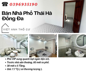 Bán nhà Phố Thái Hà, Trước Nhà Sân Thoáng, 60 Mét Ra Phố, 38mx5T, Giá: 7.7 Tỷ, Lh: 0396935190.