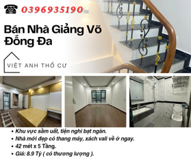 Bán nhà Phố Giảng Võ, Nhà Mới Thang Máy, Cách Ô Tô 20m, 42mx5T, Giá: 8.9 Tỷ, Lh: 0396935190.