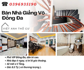 Bán nhà Phố Giảng Võ, Ngõ Rộng Thoáng, Nhà Đẹp Ở Ngay, 44mx5T, Giá: 8.7 Tỷ, Lh: 0396935190.
