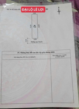 Cần bán nhà kinh doanh 2 mặt tiền Đại Lộ Lê Lợi, TP. Thanh Hóa Diện tích: 72m, 2 mặt tiền