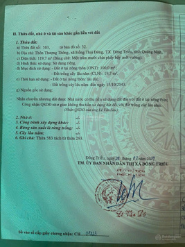 Chính chủ cần bán đất thổ cư diện tích 119.7m2 mặt tiền 6.58m