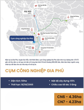 X866. Cho thuê đất trong cụm công nghiệp Gia Phú, Ninh Bình giá siêu rẻ 897.000đ/m2/th