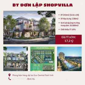 Biệt thự đơn lập Ecopark - mặt tiền 12,6m